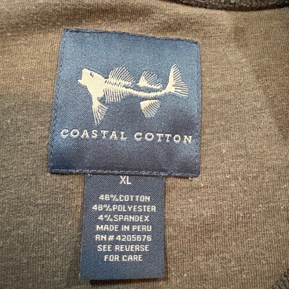 Coastal Cotton Crew Neck Sweatshirt Gray Fish Bone Logo Pullover XL - Picture 5 of 9